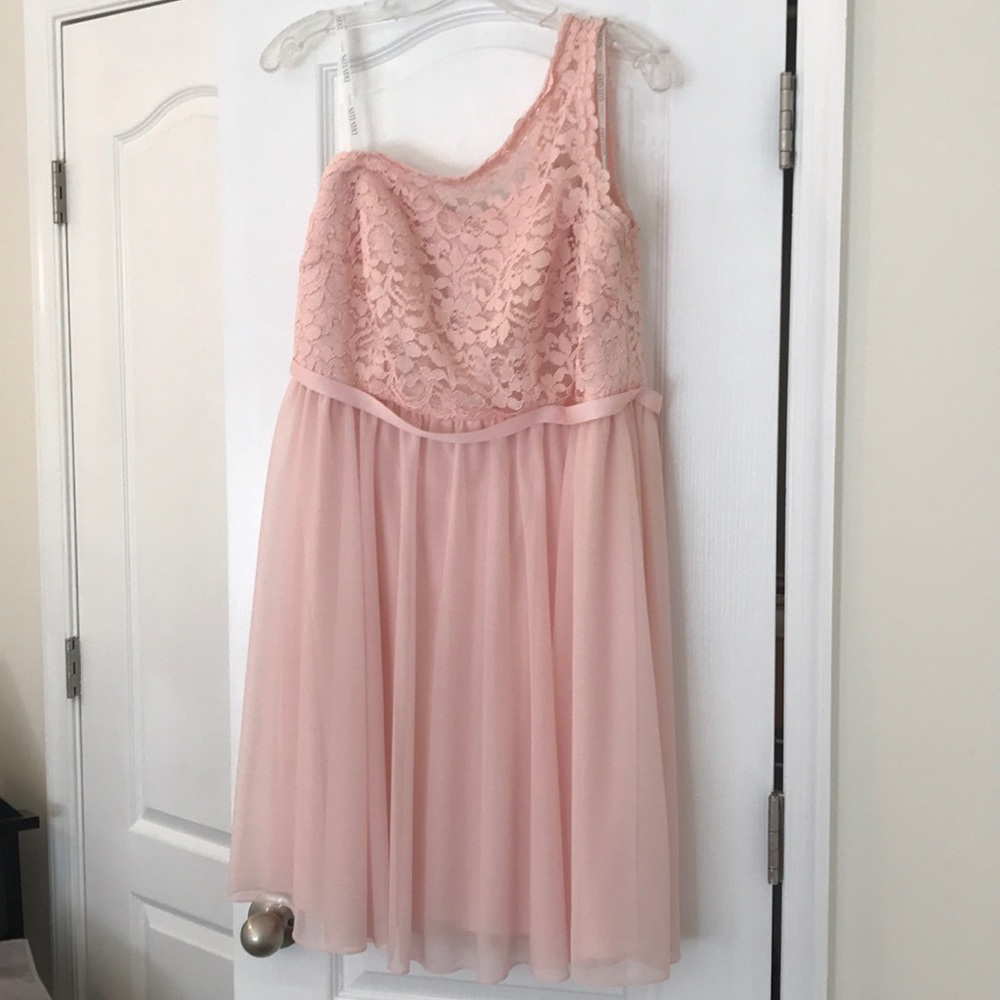 David’s Bridal Short one shoulder lace dress